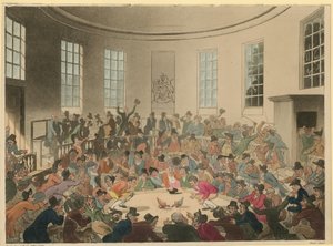 Illustration représentant une foule regardant un combat de coqs