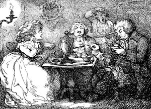 James Boswell, sa femme et le Dr Johnson prenant le thé à Édimbourg, 1773, 1786