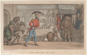 Johnny Newcome allant faire des provisions, des Aventures militaires de Johnny Newcome, 1815 - Thomas Rowlandson