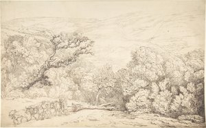 Paysage avec des bœufs et un arbre abattu - Thomas Rowlandson