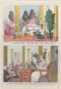 Madame Very Restaurateur, Palais Royal Paris et La Belle Liminaudiere au Café De Mille..., 1814 - Thomas Rowlandson