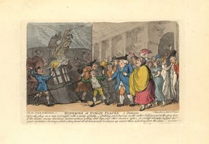 Homme et dames cherchant une voiture dans une foule sous la pluie