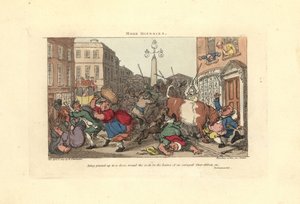 Homme épinglé à une porte par les cornes d
