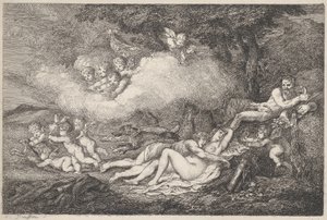 Mars et Vénus endormie avec des putti