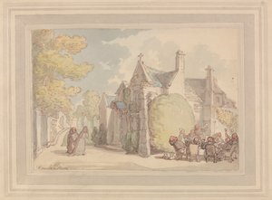 Moines festoyant devant un monastère - Thomas Rowlandson
