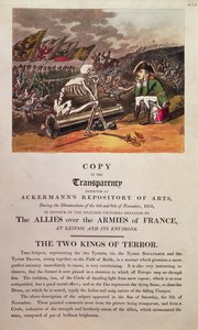 Napoléon et la Mort assis ensemble sur le champ de bataille de Leipzig - Thomas Rowlandson