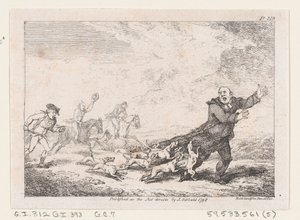 Parson Adams engagé dans une aventure de chasse périlleuse, des Aventures de Joseph Andre - Thomas Rowlandson