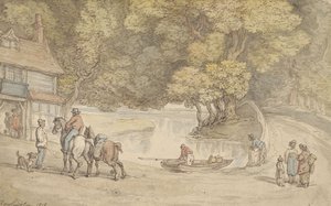 Scène rustique avec une rivière et un pont - Thomas Rowlandson