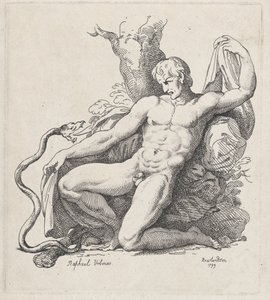 Serpent attaquant un homme nu - Thomas Rowlandson
