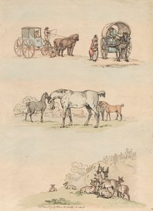 Ensemble de seize : Contours de figures et paysages - Thomas Rowlandson