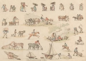 Ensemble de seize : Contours de figures et paysages - Thomas Rowlandson