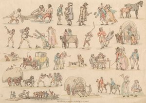 Ensemble de seize : Contours de figures et paysages - Thomas Rowlandson