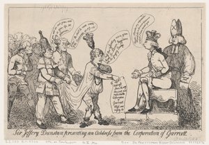 Sir Jeffery Dunstan présentant une adresse de la Corporation de Garratt, décembre 30, 1788 - Thomas Rowlandson