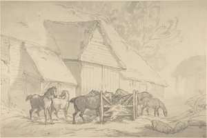Écurie avec des chevaux - Thomas Rowlandson