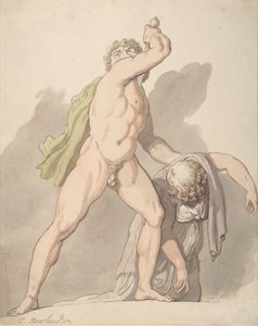 Homme nu debout soutenant une femme évanouie Ludovisi Gaul aux Offices - Thomas Rowlandson