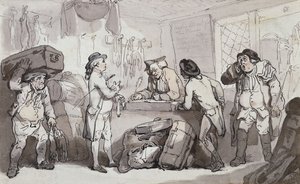 Le bureau de réservation des voitures : Thomas Rowlandson et Henry Wigstead réservant leur passage