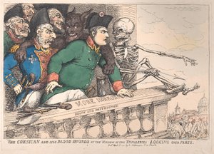 Le Corse et ses chiens de chasse à la fenêtre des Tuileries regardant au-dessus de Paris, 16 avril 1815