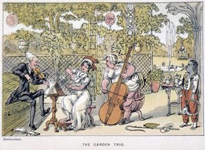 Le docteur jouant du violon : "Le Trio du Jardin" - dans "Les trois tours du docteur Syntax : à la recherche du pittoresque, de la consolation et d