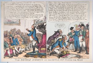 Le Double Humbug ou le Diable priant pour la paix, 1er janvier 1814 - Thomas Rowlandson