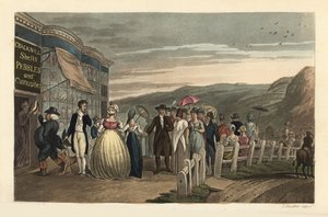 La Promenade : touristes à la mode se promenant devant Cracknill Shells, Pebbles and Curiosities Shop - Thomas Rowlandson