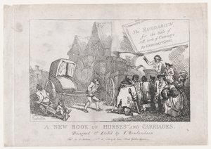 Page de titre : Un nouveau livre de chevaux et de carrosses, ou, Le Rhedarium pour la vente de toutes sortes..., 1784 - Thomas Rowlandson