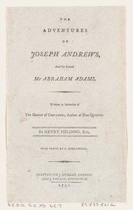 Page de Titre : Les Aventures de Joseph Andrews, et de son Ami M. Abraham Adams, 1792