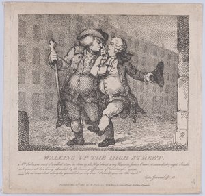 Marcher dans la rue principale, Beautés pittoresques de Boswell, Partie F - Thomas Rowlandson