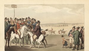 Jeune gentleman anglais jouant aux courses à Newmarket