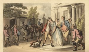 Jeune gentleman anglais quittant sa famille pour faire le Grand Tour