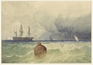 Trois-mâts au mouillage par temps lourd - Thomas Sewell Robins