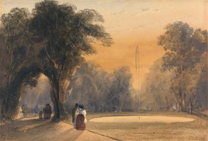 Fontaine dans les jardins, Paris : Soir