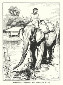 Éléphant transportant le courrier de Sa Majesté (lithographie) - Thomas Somerfield