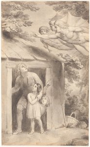 Pierre et ses enfants visités par trois figures volantes - Thomas Stothard