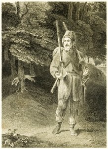 Robinson Crusoé chassant de La vie et les aventures surprenantes de Robinson Crusoé, marin de York par Daniel Defoe - Thomas Stothard