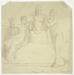 Deux figures féminines avec un buste - Thomas Stothard