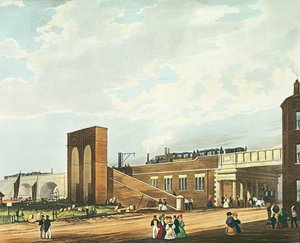 Entrée à Manchester par Water Street, gravée par Henry Pyall, publiée par Ackermann et Co., 1831