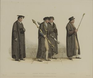 Vice-chancelier, Esquire Beadle, Yeoman Beadle, Verger, gravé par J. Agar, publié dans 
