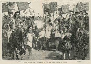 Jour du maire : Procession des anciens lords-maires de Londres (litho) - Thomas Walter Wilson