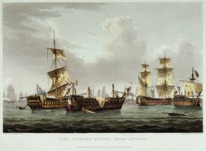 La bataille navale dirigée par Lord William Hotham (1736-1813), le 14 mars - Thomas Whitcombe