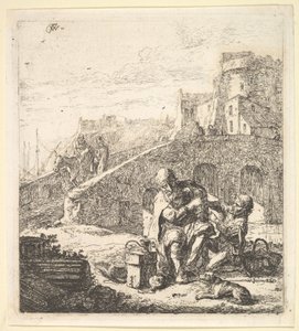 Lazarillo volant des raisins au pauvre mendiant aveugle, 17ème siècle - Thomas Wijck