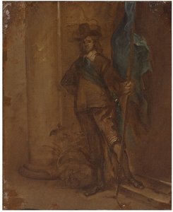 Un soldat avec un drapeau