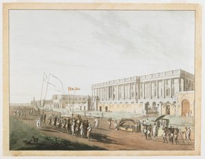 Le nouveau palais de justice et Chandpam Ghaut des vues de Calcutta
