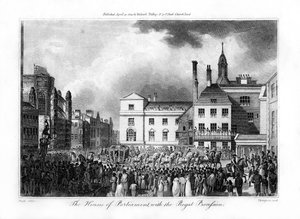 Le Parlement avec la procession royale, Londres, 1804 - Thompson