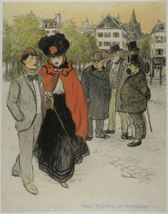Gentleman observant un couple en train de se promener - Théophile Alexandre Pierre Steinlen