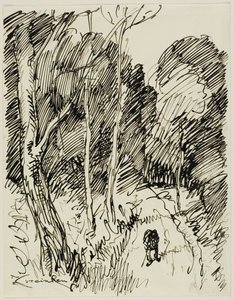 Paysage boisé avec Vagabond - Théophile Alexandre Pierre Steinlen