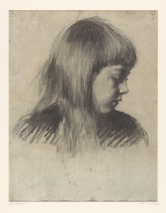 Tête de fille, regardant vers la droite