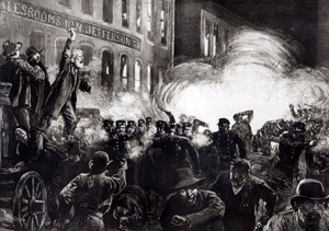 Émeute anarchiste à Chicago : une bombe dynamite explosant parmi les policiers, de 