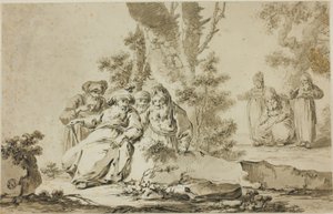 Figures en costume oriental dans un paysage - Tiberius Dominikus Wocher