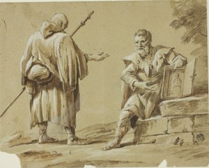 Deux pèlerins avec sanctuaire portable