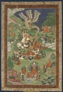 Thangka avec des scènes de la vie du Bouddha, seconde moitié du 19ème siècle - Tibetan culture.